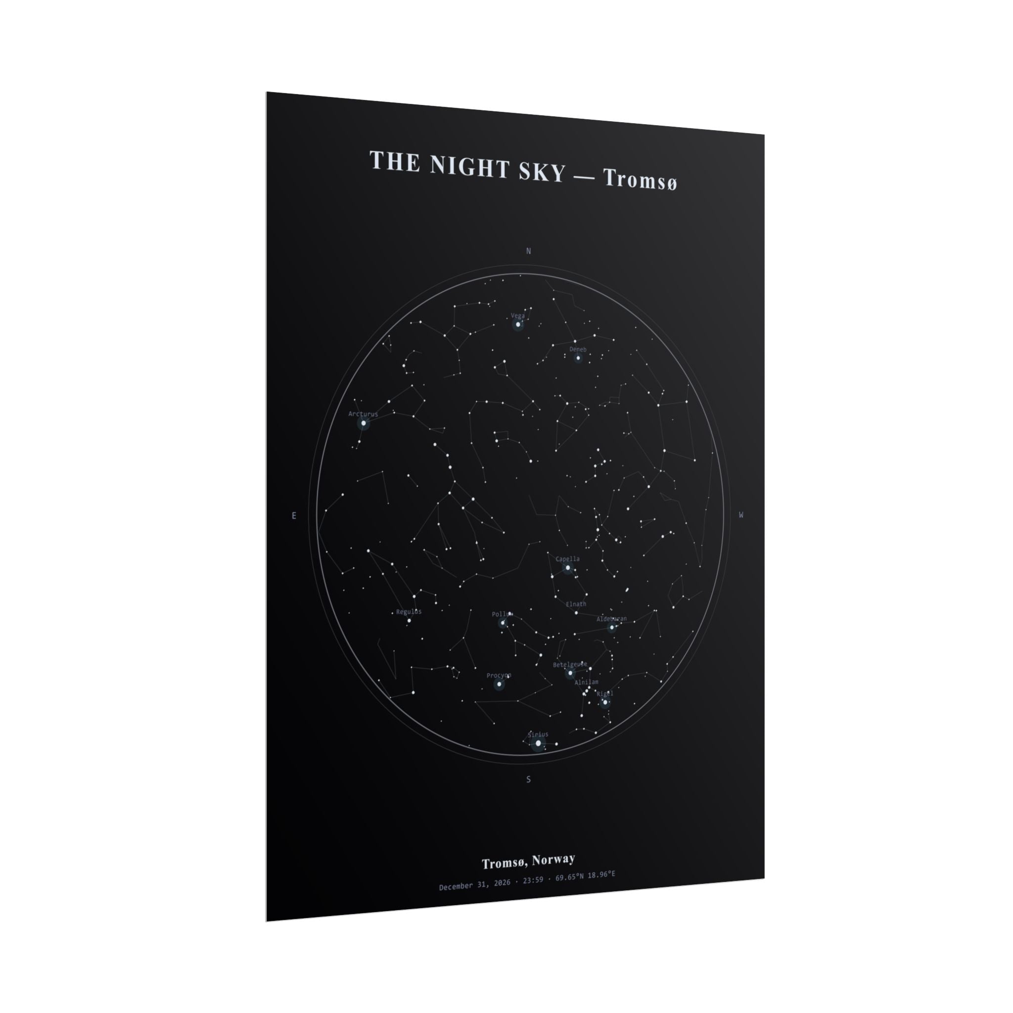 Tromsø Norway Star Map Print — The Last Night of 2026