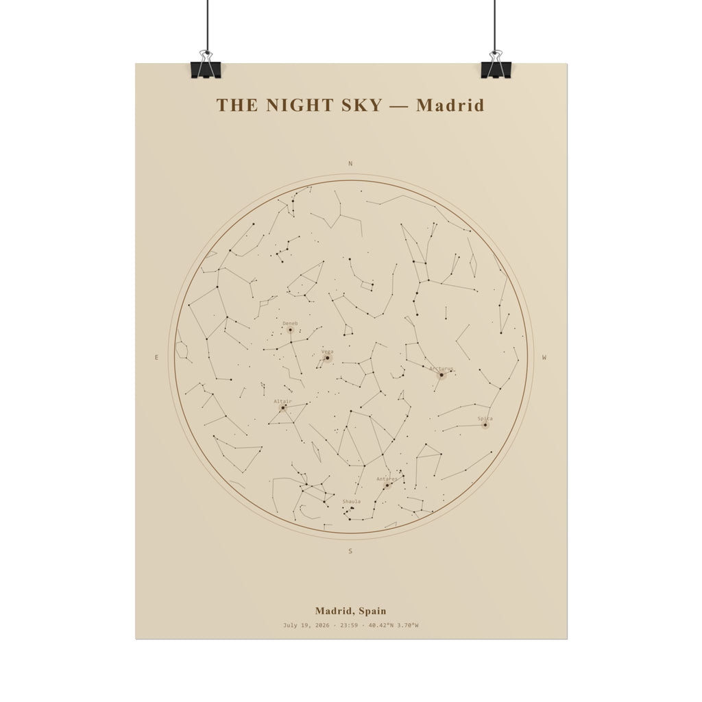 Madrid Star Map Print — The Night of July 19, 2026