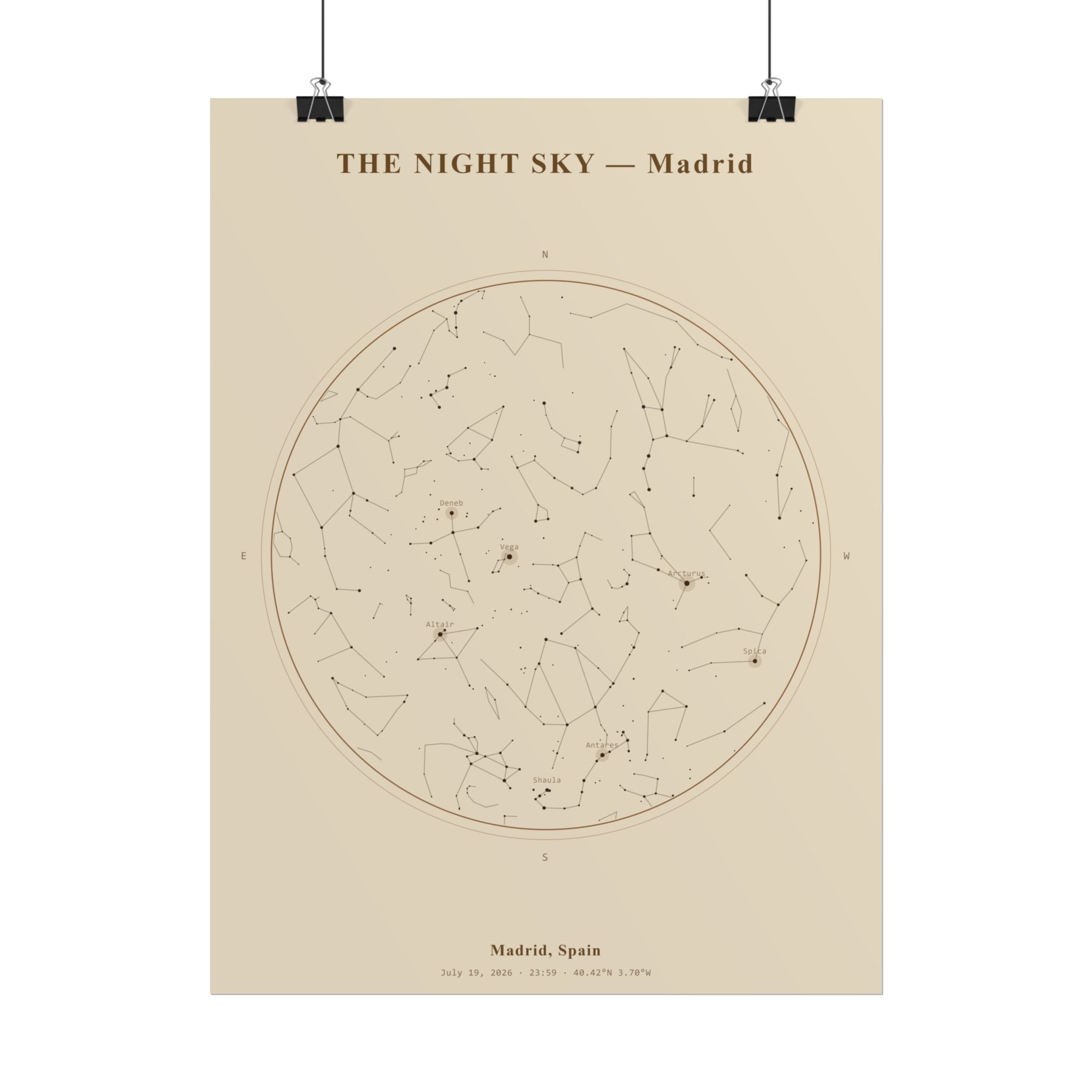 Madrid Star Map Print — The Night of July 19, 2026