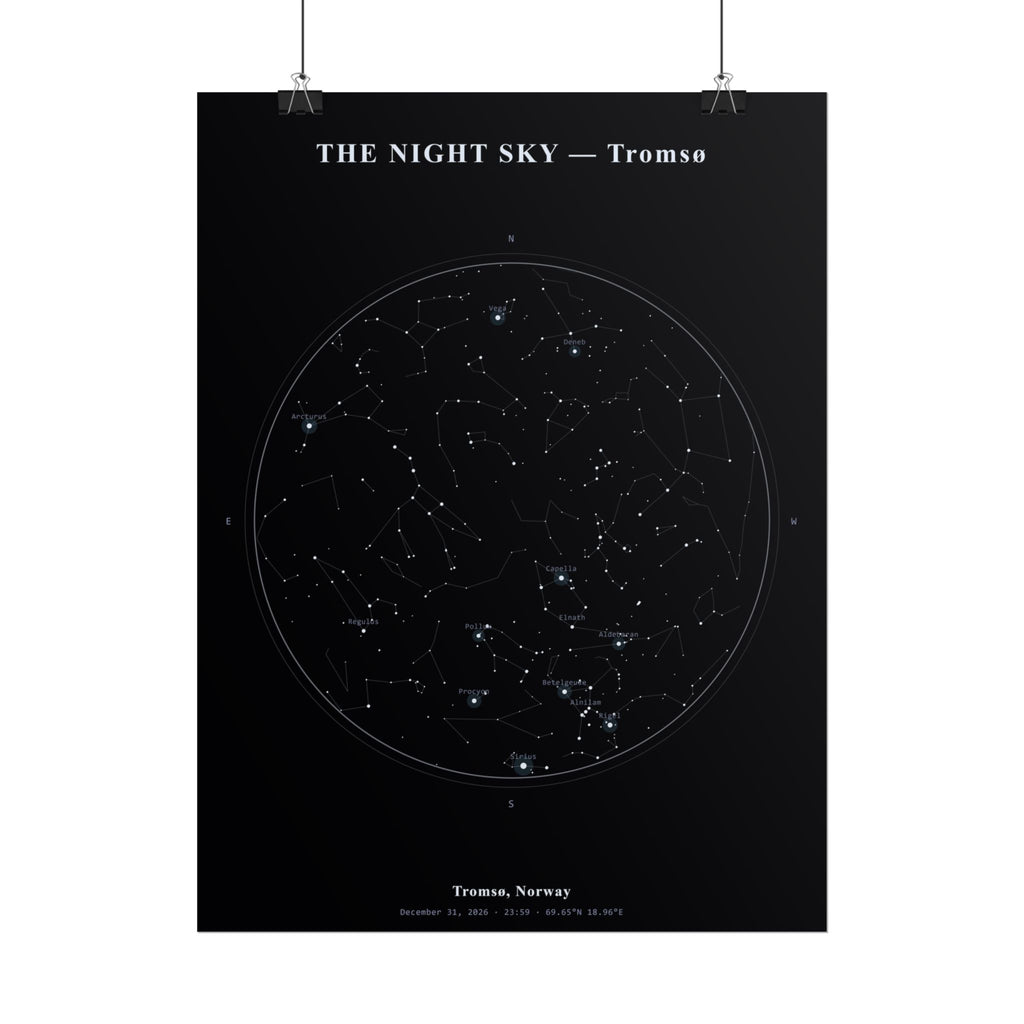 Tromsø Norway Star Map Print — The Last Night of 2026