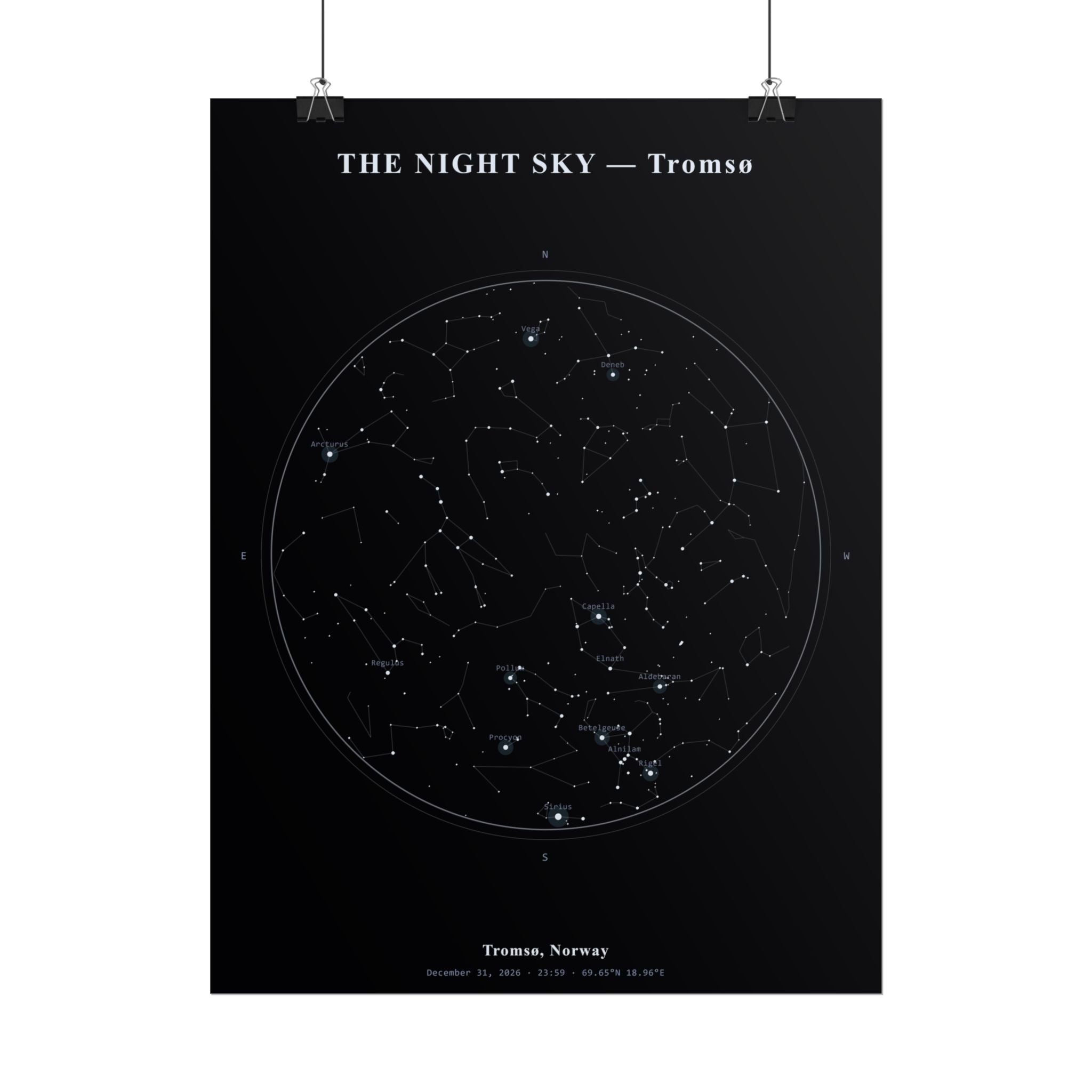 Tromsø Norway Star Map Print — The Last Night of 2026