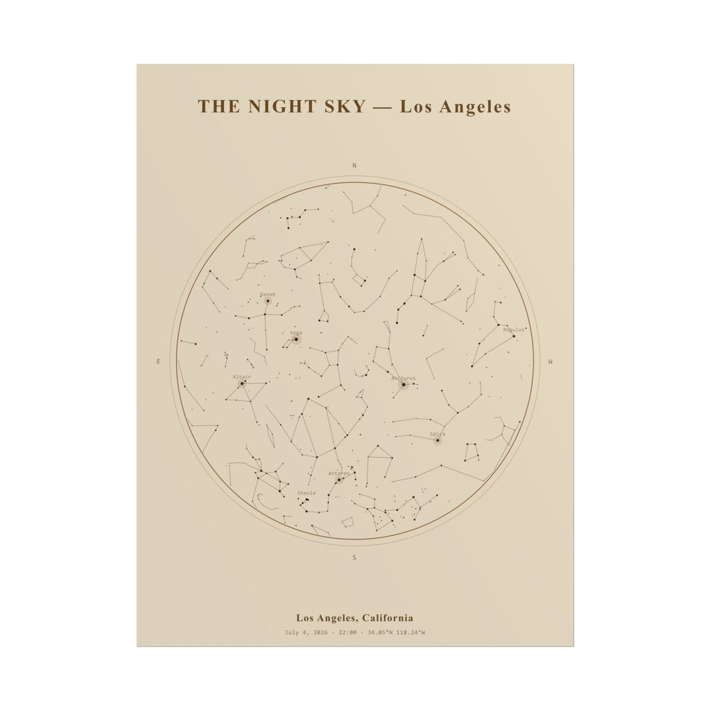 Los Angeles Star Map Print — Independence Day Night, July 4, 2026