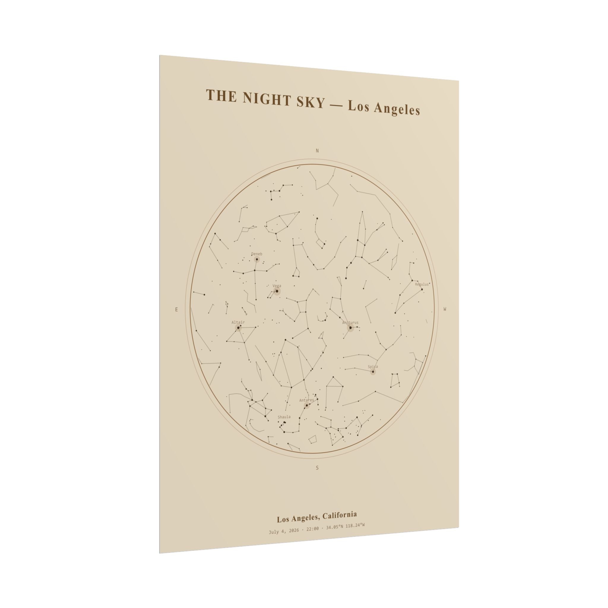 Los Angeles Star Map Print — Independence Day Night, July 4, 2026