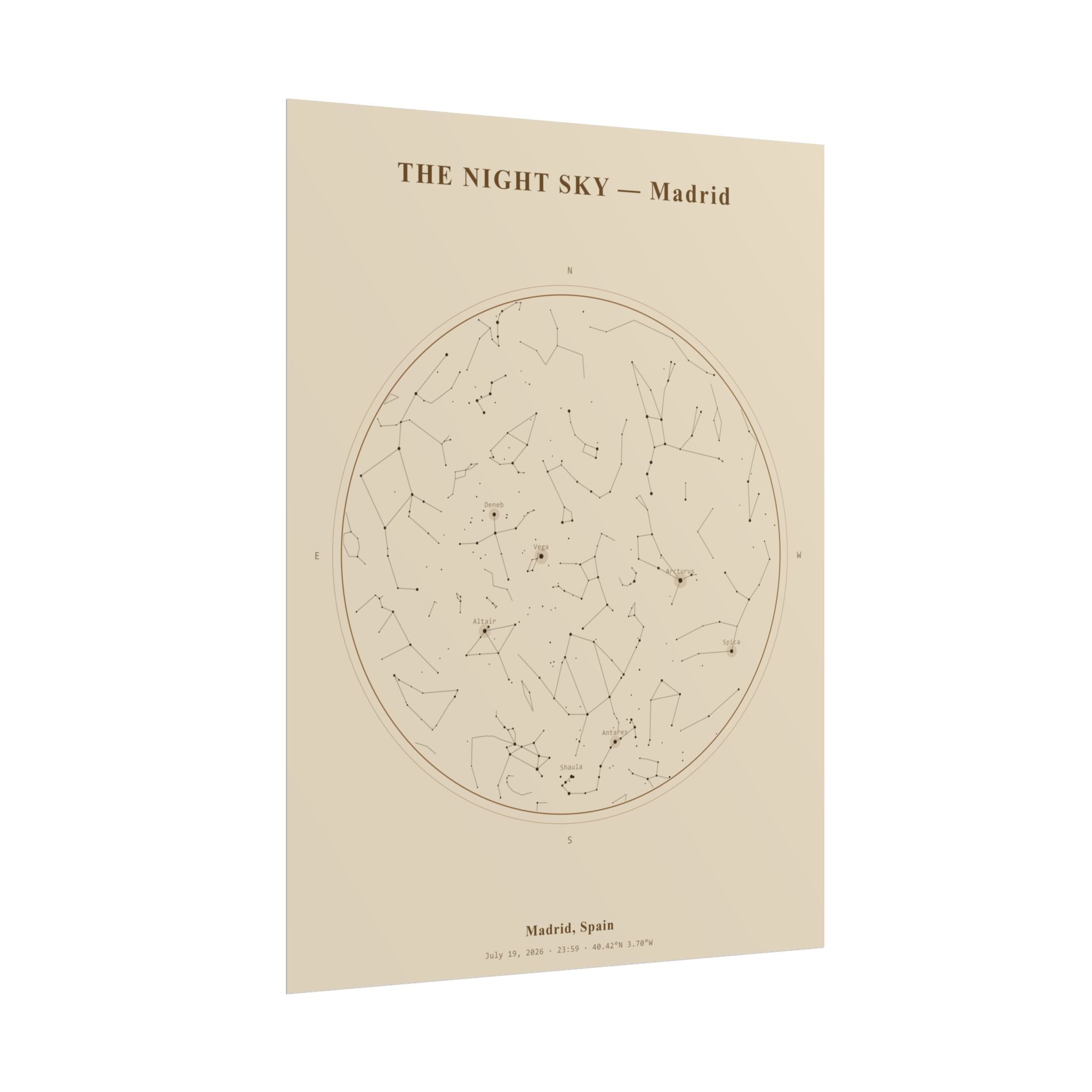 Madrid Star Map Print — The Night of July 19, 2026