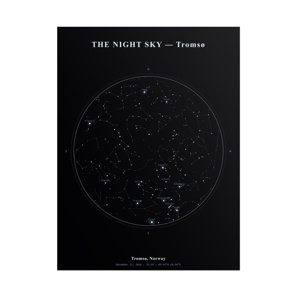 Tromsø Norway Star Map Print — The Last Night of 2026