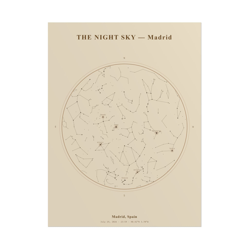 Madrid Star Map Print — The Night of July 19, 2026