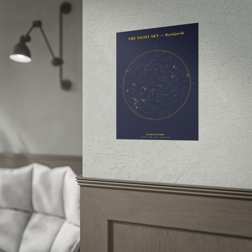 Reykjavík Iceland Star Map Print — The Winter Solstice Sky, December 2026