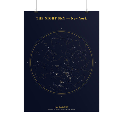 New York Star Map Print — Midnight, New Year's Eve 2026