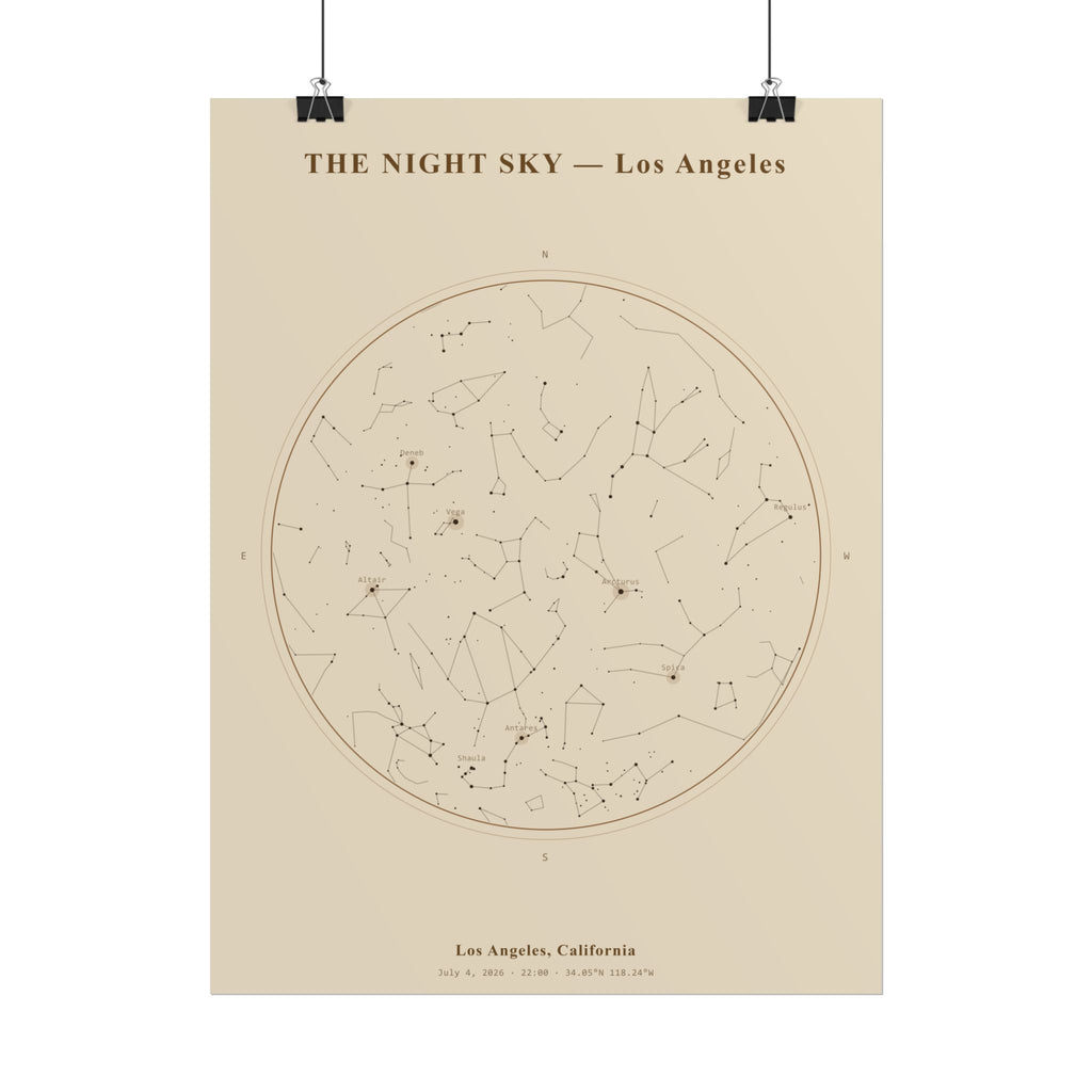 Los Angeles Star Map Print — Independence Day Night, July 4, 2026