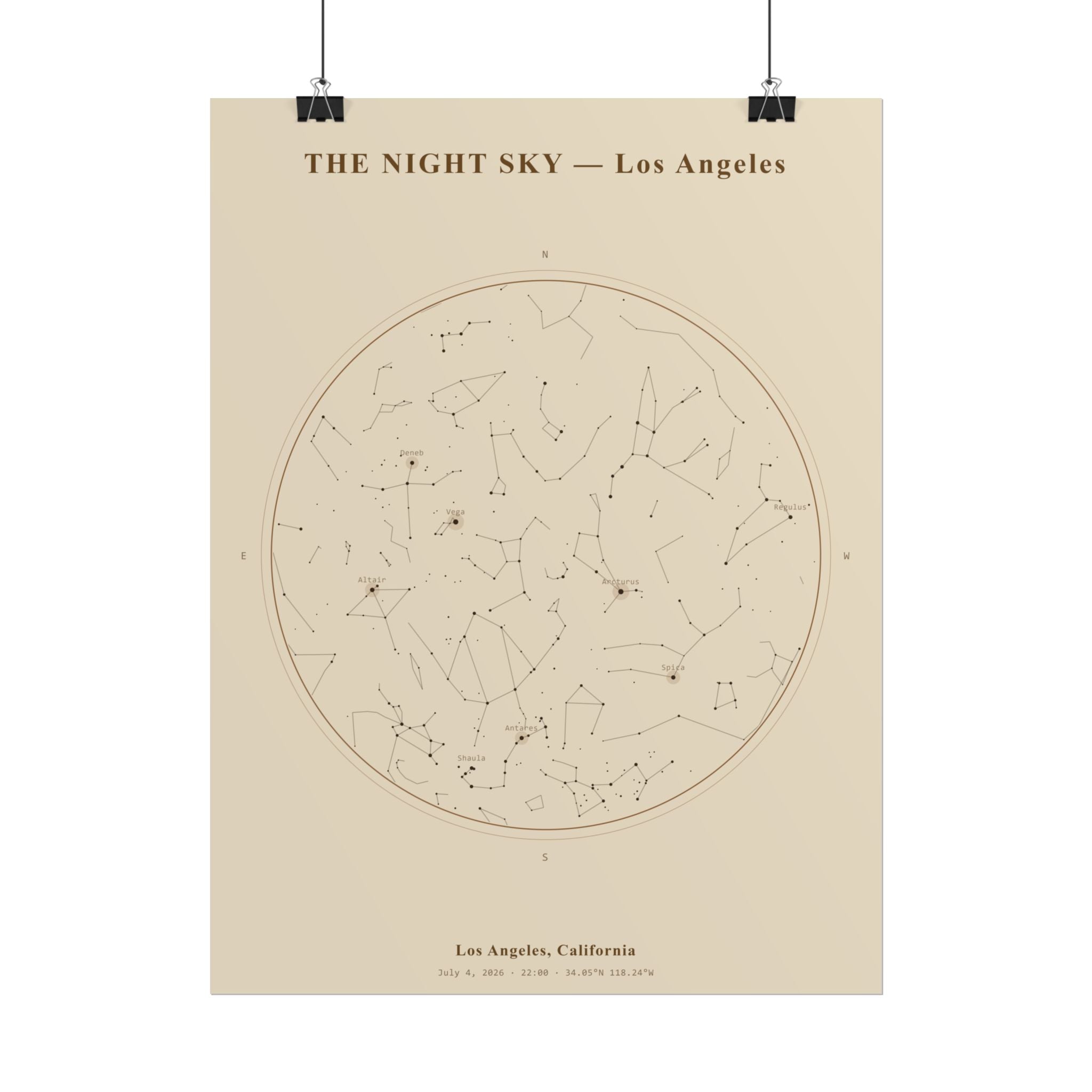 Los Angeles Star Map Print — Independence Day Night, July 4, 2026