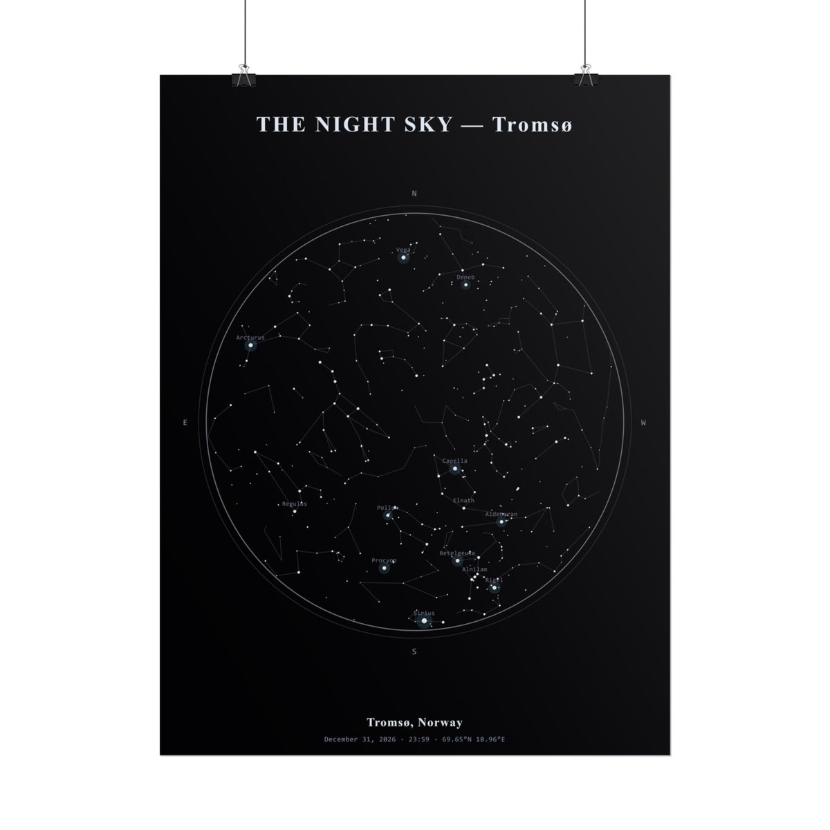 Tromsø Norway Star Map Print — The Last Night of 2026